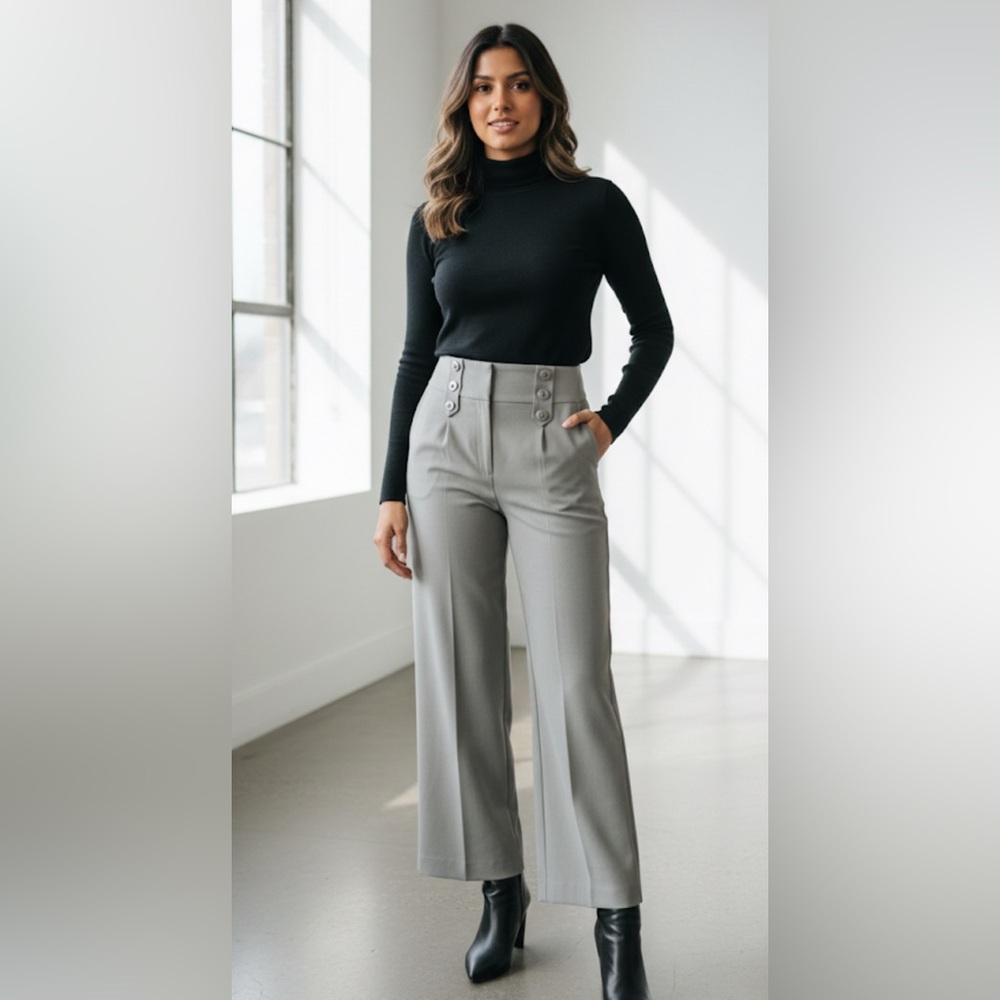 Wide-leg Gray Trousers